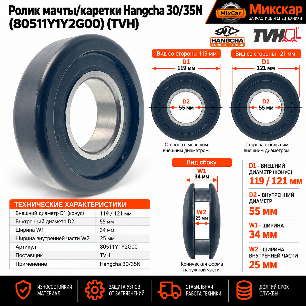 Ролик мачты / каретки HC 30 / 35N (TVH)