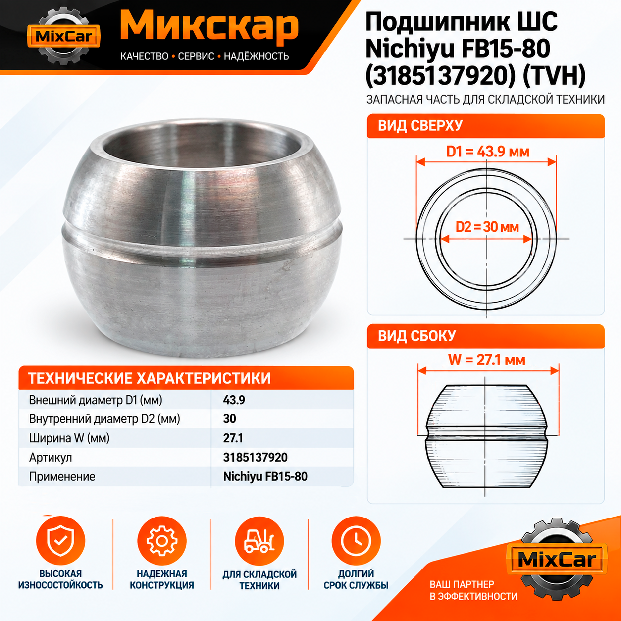 Подшипник ШС Nichiyu FB15-80 (3185137920) [ЦБ-99160355]