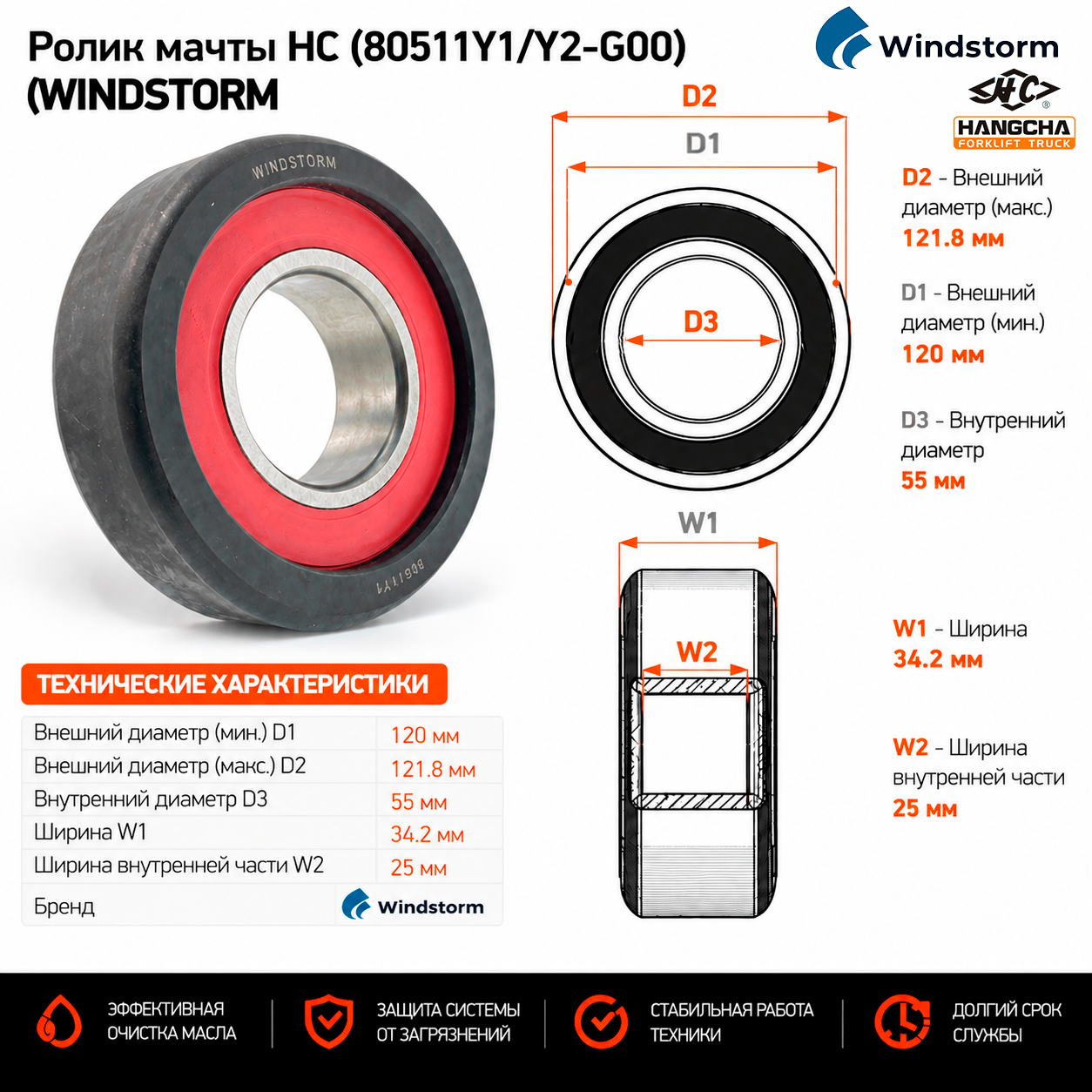 Ролик мачты HC (80511Y1 / Y2-G00) WINDSTORM
