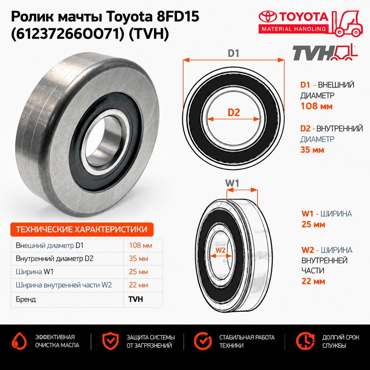 Ролик мачты Toyota 8FD15 (61237-26600-71)