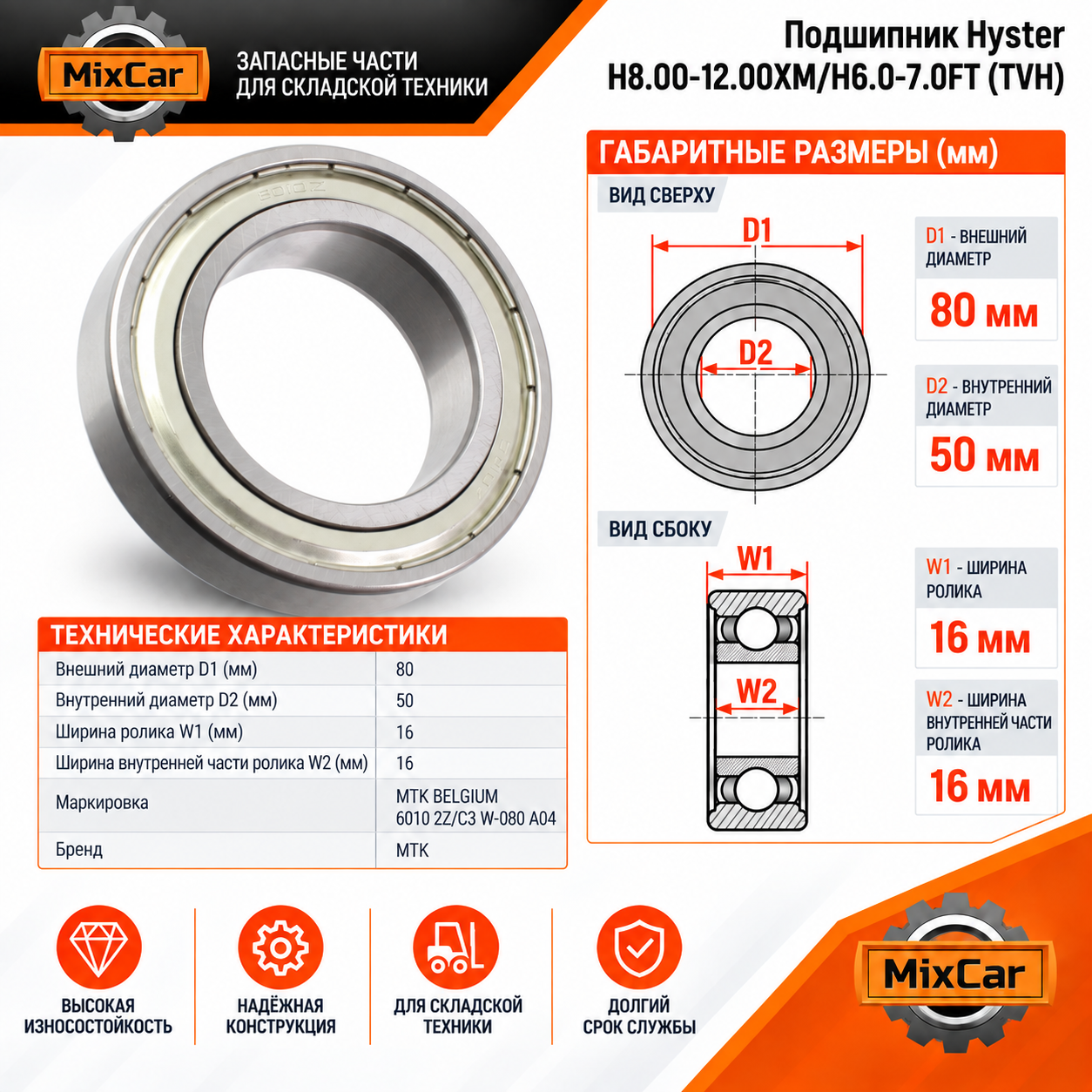 Подшипник Hyster H8.00-12.00XM / H6.0-7.0FT (1312359)
