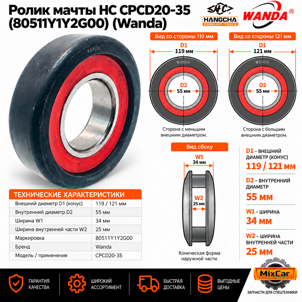 Ролик мачты HC CPCD20-35 (80511Y1Y2G00)