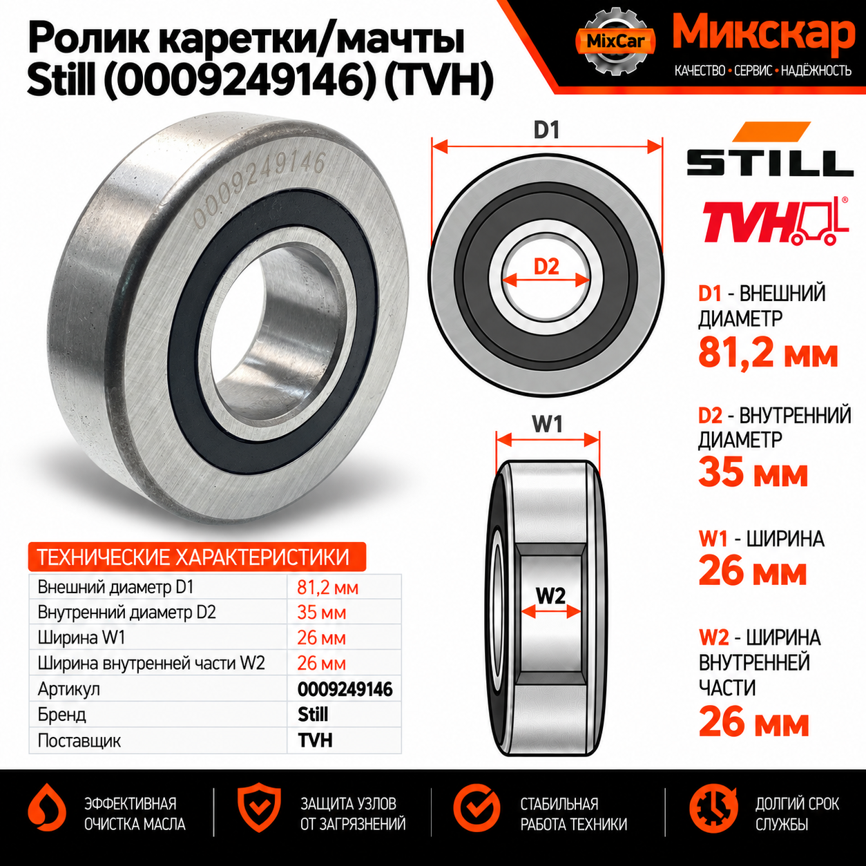 Ролик каретки / мачты Still (0009249146) [ЦБ-99097608]