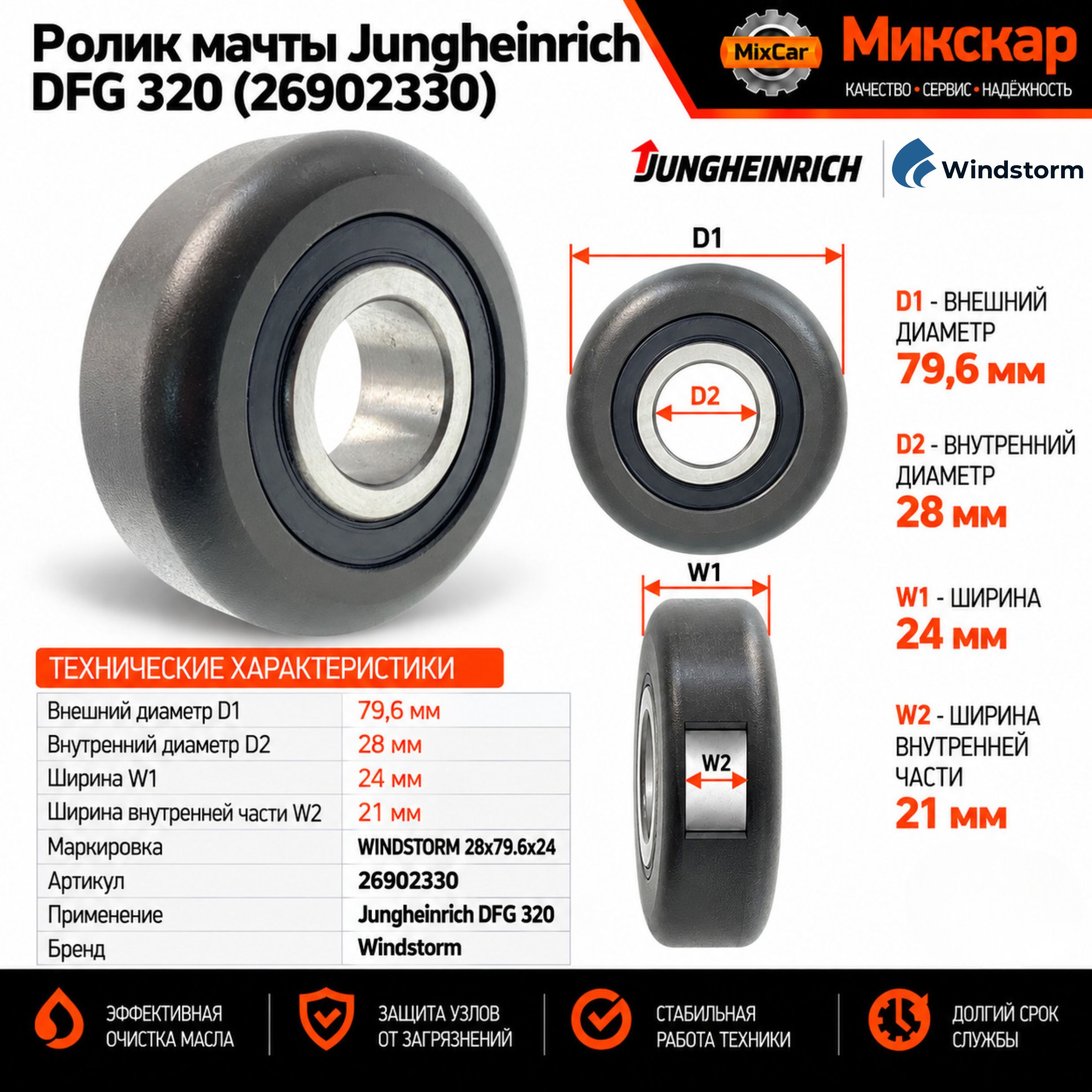 Ролик мачты Jungheinrich DFG 320 (79.5*28*24)