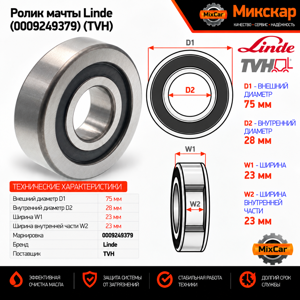 Ролик мачты Linde (0009249379) [ЦБ-99144223]