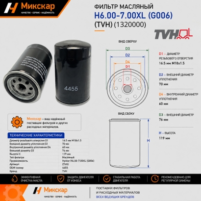 Фильтр масляный Hyster H6.00-7.00XL (G006)