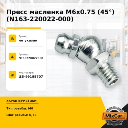 Пресс масленка M6x0.75 (45°) (N163-220022-000)